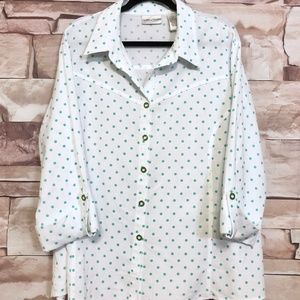 Drapers&Damons 2X polka dot blouse tab sleeve